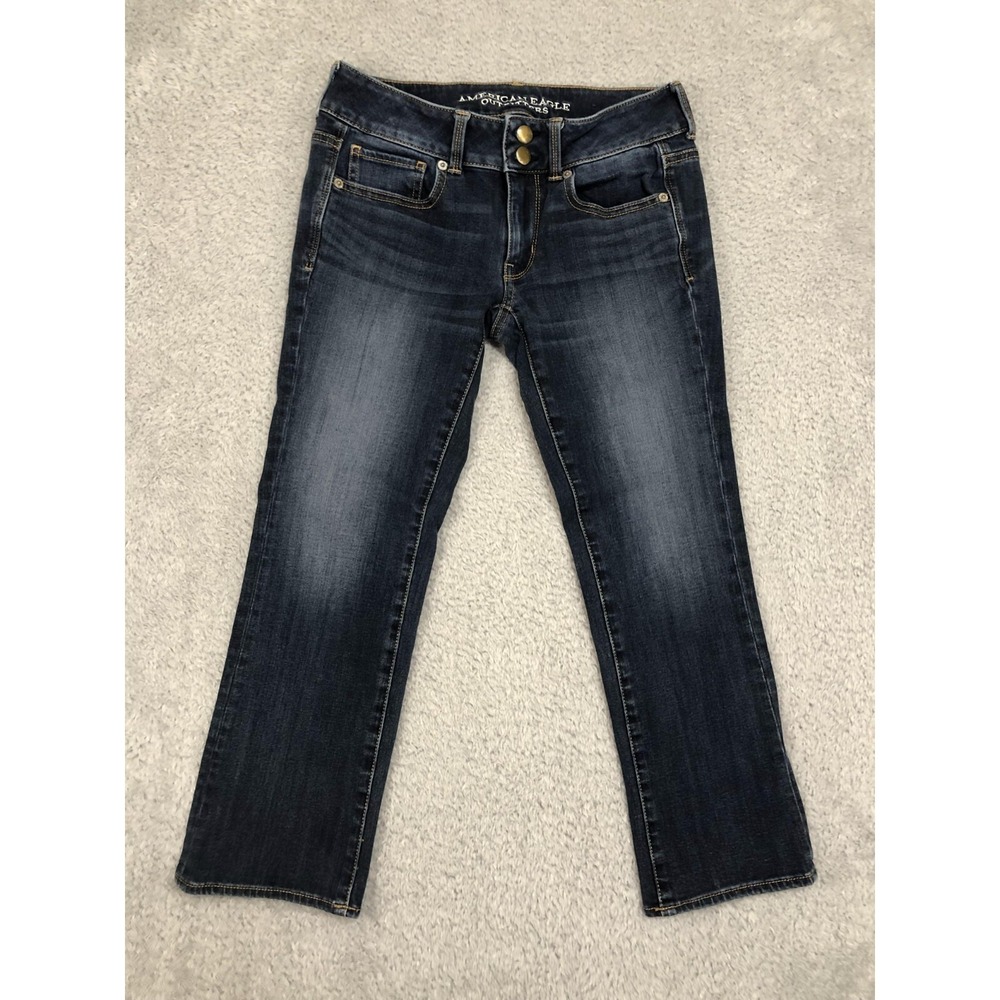 American Eagle Jeans Womens 4 (28x24) Blue Artist Crop Bootcut Super Stretch